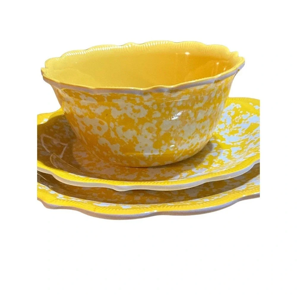 Pioneer Woman Melamine Yellow‎ Bowl + 2 Plates
